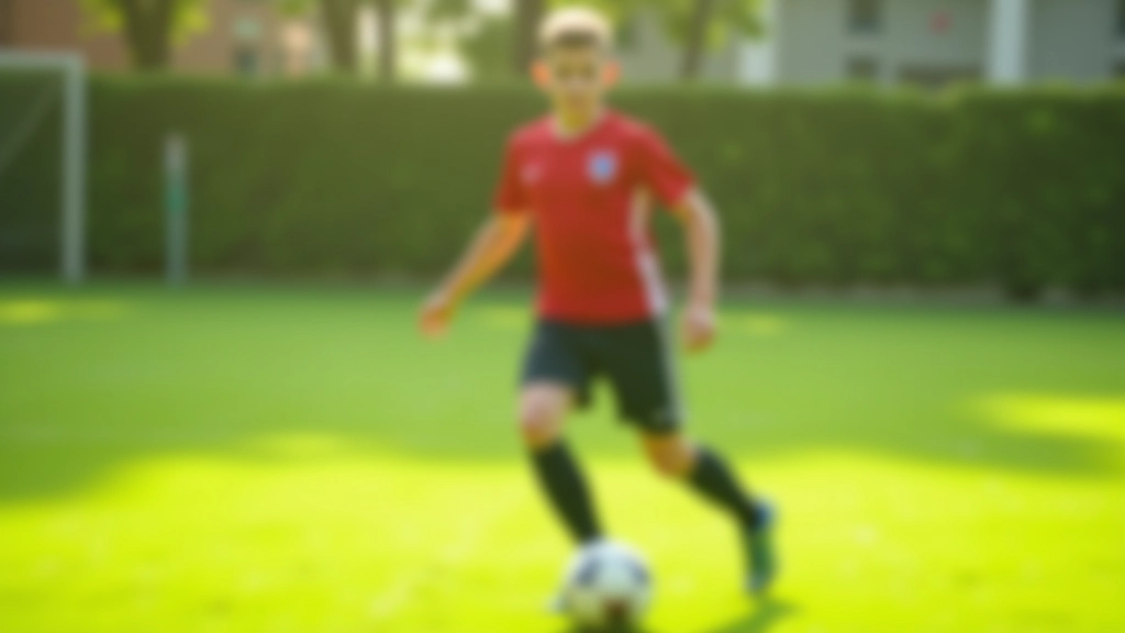 لاعب كرة القدم يتحكم بالكرة في منتصف الملعب